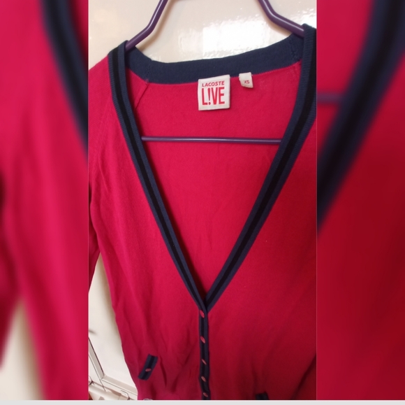 Lacoste Pink and Navy Cardigan - Picture 3 of 11